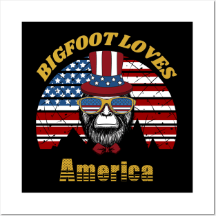 Bigfoot loves America Posters and Art